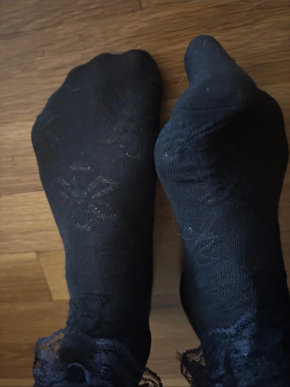 Lace Trim Black Women's Crew Socks